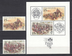 Czech Rep. 1997 - Stamp Exhibition PRAGA'98, Mi-Nr. 156/57+Bl. 5, MNH** - Nuevos