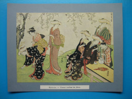 (1929) Estampe Japonaise - KIYONAGA - Femmes Cueillant Des Fleurs - Art Asiatique