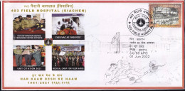 HEALTH- FIELD HOSPITALS AT SIACHEN GLACIER MOUNTAIN RANGE - PICTORIAL POSTMARK- SPECIAL COVER-INDIA-BX4-31 - Primo Soccorso