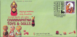 TOYS AND DOLLS- CHANNAPATNA TOYS - PICTORIAL POSTMARK- SPECIAL COVER-INDIA-BX4-31 - Marionette