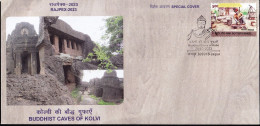 REILIGIONS- BUDDHISM- CAVES OF KOLVI, RAJASTHAN, INDIA - PICTORIAL POSTMARK- SPECIAL COVER-INDIA-BX4-31 - Budismo