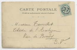 FRANCE BLANC 5C MIGNONNETTE CHIFFRE  27 JOUR DE L'AN CARTE FANTAISIE IVRY SEINE POUR IVRY - 1900-29 Blanc