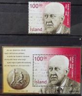 Iceland 2002, 100th Birthday Halldór Laxness, MNH S/S And Single Stamp - Nuevos