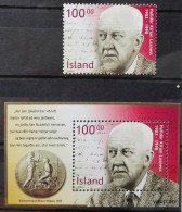 Iceland 2002, 100th Birthday Halldór Laxness, MNH S/S And Single Stamp - Neufs