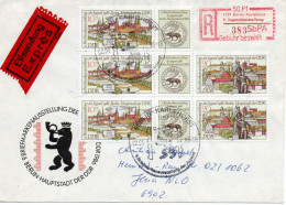 DDR 1986. Einschreibemarke SbPA Gebr., EM 3-1197-JUGA(1)/(2) Nur DLT, Brief - R-Zettel