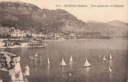 MONACO - Monte Carlo - Vue Générale De La Ville Et Régates - Carte Postale Ancienne - Monte-Carlo