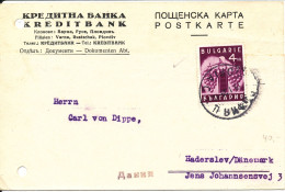 Bulgaria Carte Postale Sent To Denmark 19-1--1939 Single Franked (archive Holes On The Card) - Brieven En Documenten