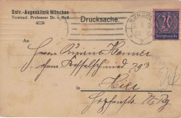 Dienst Univ.-Augenklinik München Carl Von Heß 5.5.1923 - Ortsbrief Infla 20 Mark Termin Nachuntersuchung 7.5.1923 - Servizio