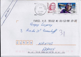 USA N° PA121 + COMPL. S/L.DE FARGO/12.1.98 POUR LA FRANCE - Brieven En Documenten