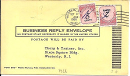 USA N° T.Taxe 2/5 S/L.DE WESTERLY/9.9.66  - Storia Postale