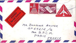 USA N° PA69+TP EXPRESS S/ENTIER POSTAL DE KEANSBURG/1969  POUR LA FRANCE - Storia Postale