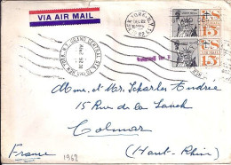 USA N° PA 58 X 2 S/L.DE NY/22.12.62 POUR LA FRANCE - Storia Postale