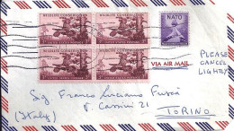 USA N° 611x4+COMPL. S/DEVANT De L. DE NY/1957 POUR L’ITALIE - Cartas & Documentos