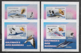 GUINEE  BISSAU  BF Luxe N°  2550/53     * *  NON DENTELE  Cartonné  Dauphins Oiseaux Coquillages - Dauphins