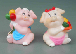 Coppia Di Maialini, Pair Of Piglets; Rubber, Gomma, Never Used; Temperamatite, Pencil-Sharpener, Taille Crayon,Anspitzer - Schweine