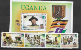 Uganda Set And Sheet Mnh ** 1982 14,5 Euros Scouts - Ouganda (1962-...)