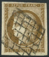 Obl. N°1 10c Bistre-jaune, Signé JF Brun - TB - 1849-1850 Cérès