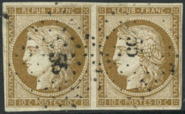 Obl. N°1 10c Bistre, Paire - TB - 1849-1850 Ceres