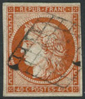 Obl. N°5a 40c Orange Vif, Signé Calves - TB - 1849-1850 Ceres