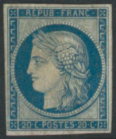 ** N°8F 20c Bleu, Réimp - TB - 1849-1850 Cérès