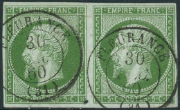 Obl. N°12 5c Vert, Paire - TB - 1853-1860 Napoleone III