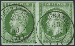 Obl. N°12 5c Vert, Paire - TB - 1853-1860 Napoleon III