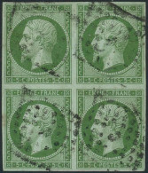 Obl. N°12 5c Vert, Bloc De 4 - TB - 1853-1860 Napoleone III