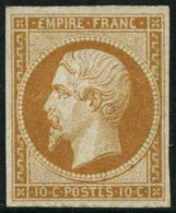 ** N°13A 10c Bistre, Type I Signé Brun, Petits Point Dans La Gomme - B - 1853-1860 Napoleon III