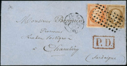 Lettre N°13A Et 16 10 Et 40c, Obl Roulette De Gros Points, Càd Paris 24/2/60 Pour Chambéry 25/2 - TB - 1853-1860 Napoléon III.