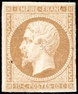 ** N°13B 10c Brun Clair, Type II Court à Droite - B - 1853-1860 Napoléon III