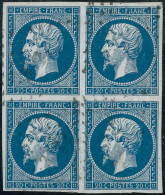 Obl. N°14A 20c Bleu, Type I, Bloc De 4 - TB - 1853-1860 Napoleone III