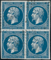 Obl. N°14A 20c Bleu, Type I, Bloc De 4 - TB - 1853-1860 Napoléon III.