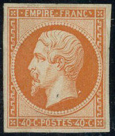 ** N°16 40c Orange, Pièce De Luxe Fraicheur Postale, Certif Scheller - TB - 1853-1860 Napoleon III