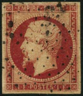 Obl. N°18 1F Carmin,infime Pelurage - B - 1853-1860 Napoléon III