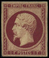 * N°18g 1F Velours, Signé Calves Et Brun Quasi SC - TB - 1853-1860 Napoléon III.