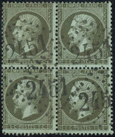 ** N°19 1c Olive, Bloc De 4 - TB - 1862 Napoléon III