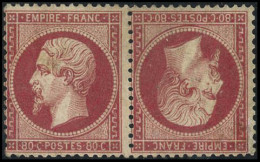 * N°24b 80c Rose, Paire Tête-bèche Quasi SC, Signé Calves - TB - 1862 Napoléon III