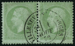 Obl. N°35 5c Vert Pâle S/bleu, Paire - TB - 1863-1870 Napoleon III With Laurels