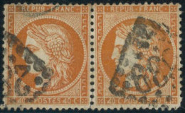 Obl. N°38F 40c Orange, Paire De  4 Retouché, RARE  - TB - 1870 Assedio Di Parigi