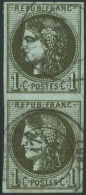 Obl. N°39Ab 1c Olive Foncé, R1 Paire - TB - 1870 Ausgabe Bordeaux