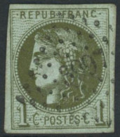 Obl. N°39C 1c Olive R3 - TB - 1870 Bordeaux Printing