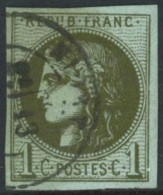 Obl. N°39Cb 1c Olive Foncé R3 - TB - 1870 Bordeaux Printing