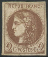 ** N°40A 2c Chocolat Clair, R1 - TB - 1870 Bordeaux Printing