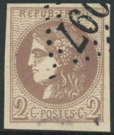 Obl. N°40B 2c Brun-rouge R2, Signé Brun - TB - 1870 Bordeaux Printing