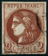 Obl. N°40Ba 2c Rouge-brique, R2 Infime Pelurage - B - 1870 Emission De Bordeaux