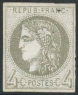 ** N°41B 4c Gris R2, Signé Calves - TB - 1870 Bordeaux Printing