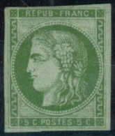 ** N°42A 5c Vert-jaune R1 - B - 1870 Ausgabe Bordeaux