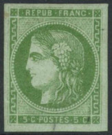 ** N°42B 5c Vert-jaune R2, Signé Roumet  - TB - 1870 Bordeaux Printing
