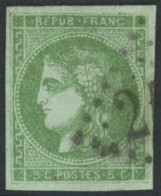 Obl. N°42B 5c Vert-jaune R2, - TB - 1870 Bordeaux Printing