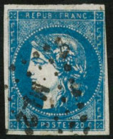 Obl. N°44B 20c Bleu, Type I R2 - B - 1870 Emission De Bordeaux